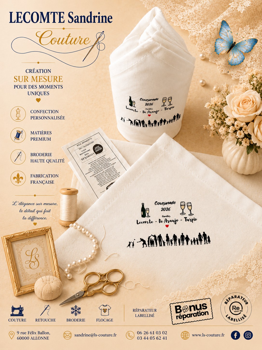 Nappe et linge de maison avec broderies fines