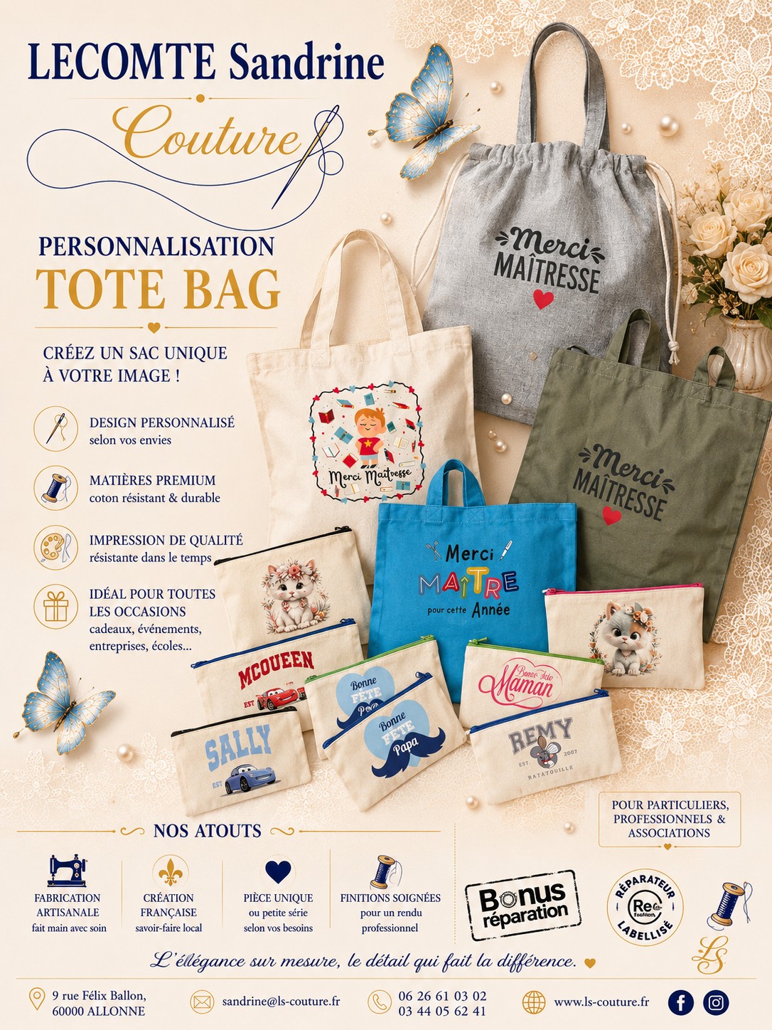Tote bags personnalisés avec logo de boutique
