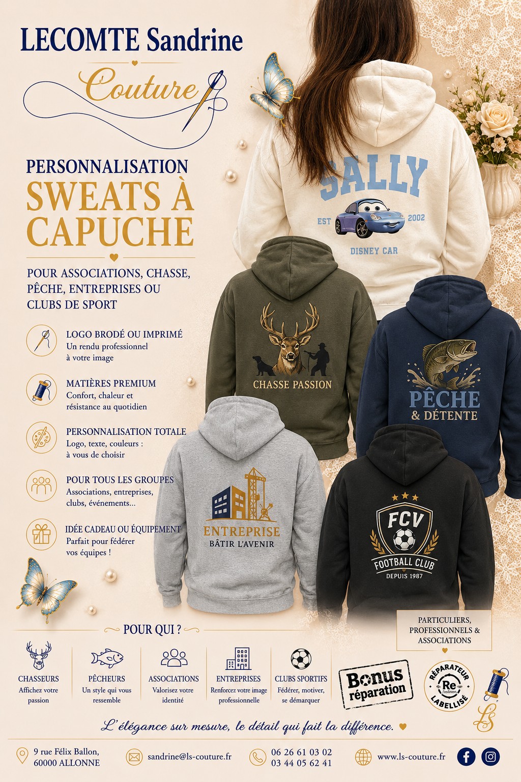 Sweats à capuche d’équipe alignés sur un banc