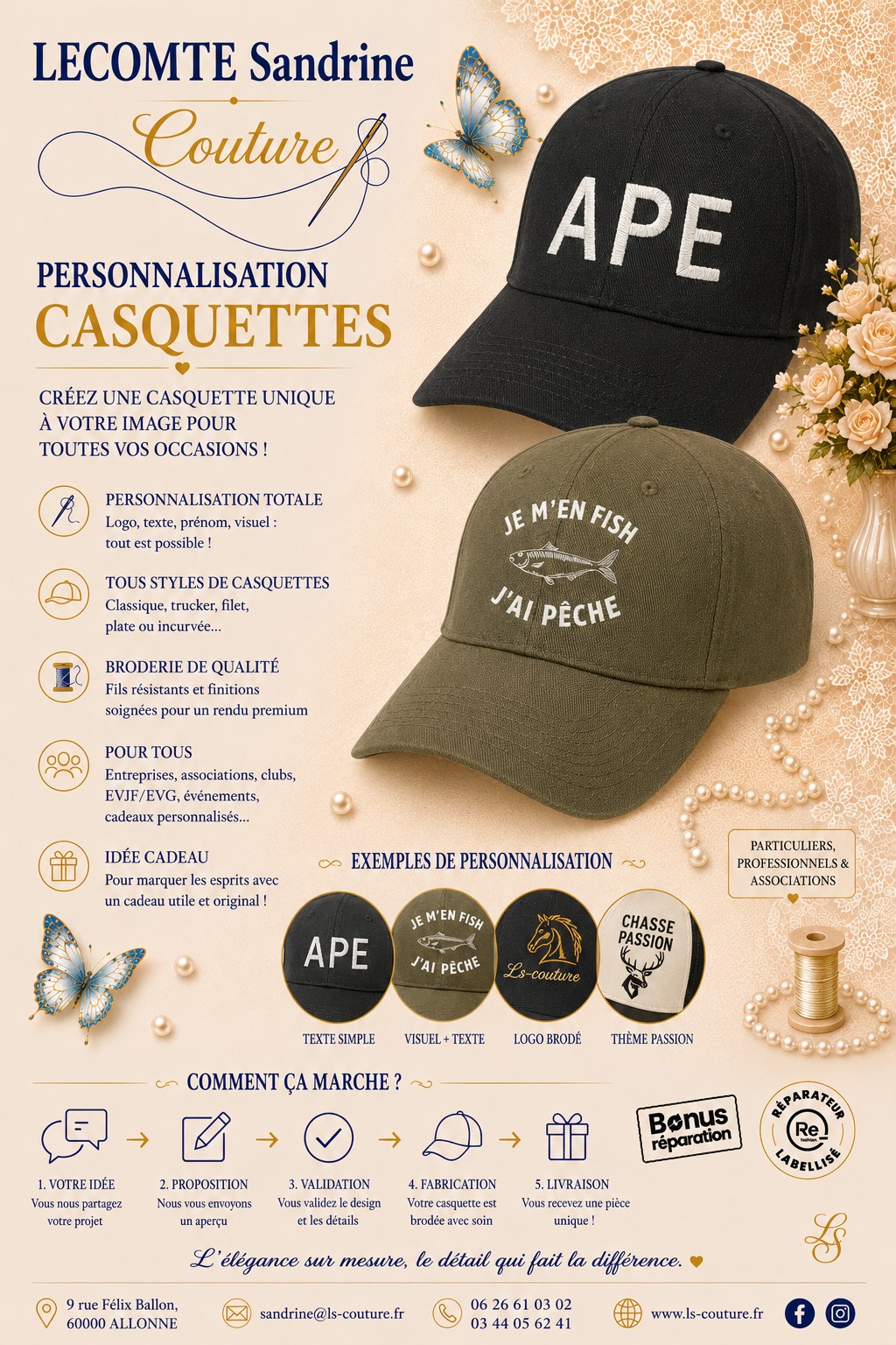 Casquette noire avec logo brodé