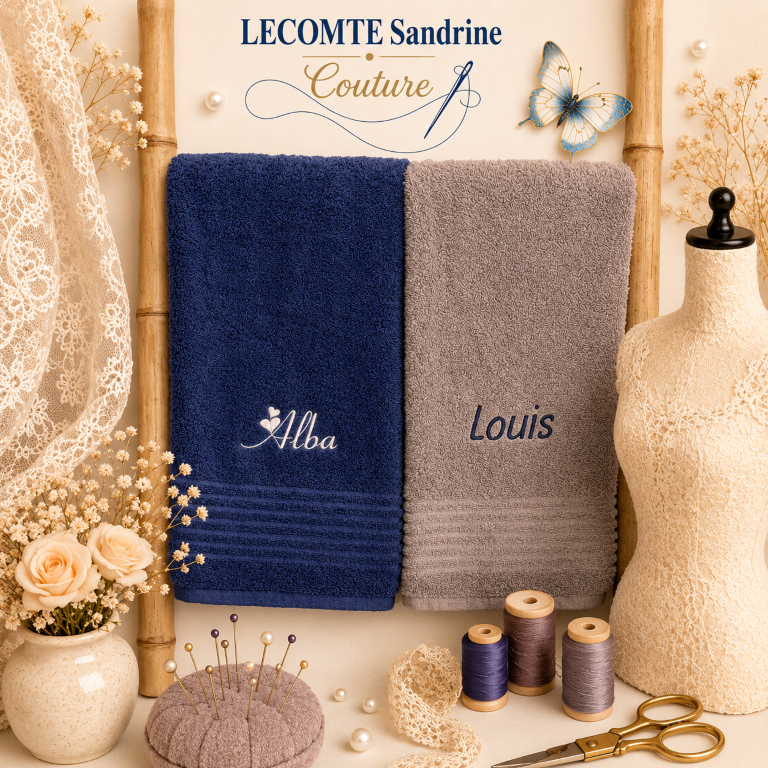 Serviettes de bain avec initiales brodées