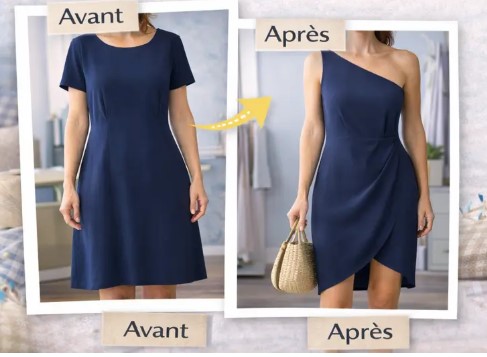 Robe sur mannequin avant et après modernisation de la coupe